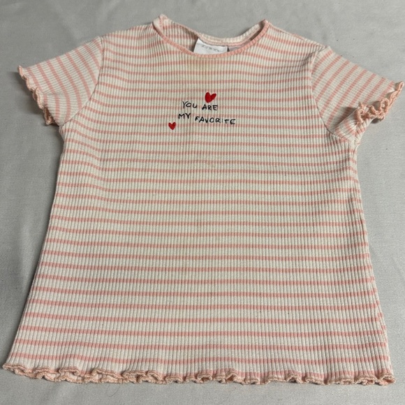 Zara - Pink and White Striped short sleeve Top - Picture 1 of 3